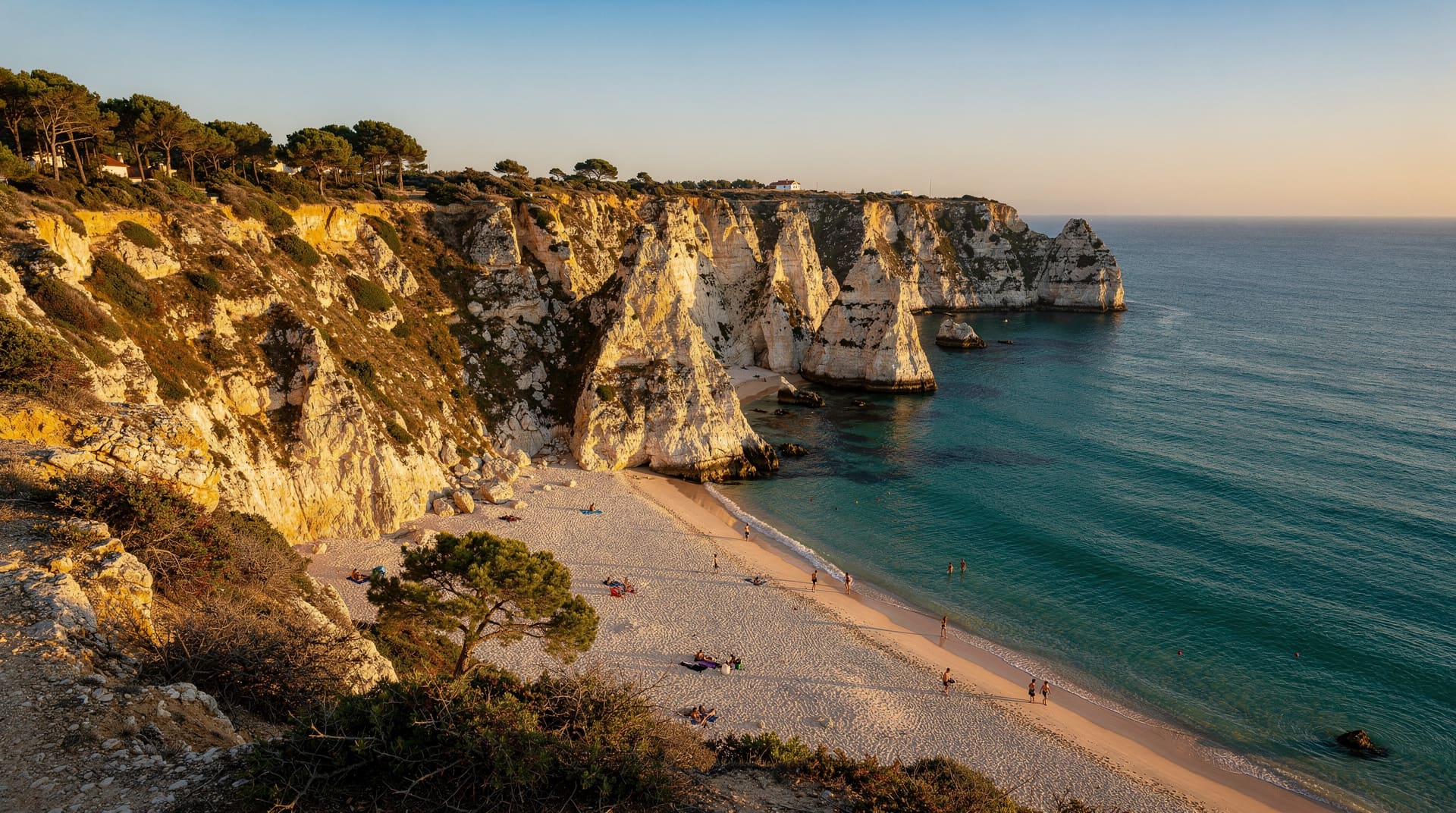 Arrábida beaches — turquoise water, limestone cliffs, summer access rules